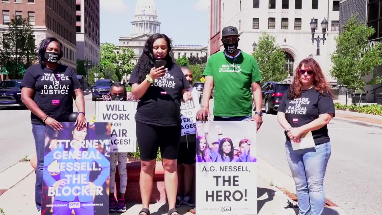 One Fair Wage Michigan holds small rally to fight for a higher minimum ...