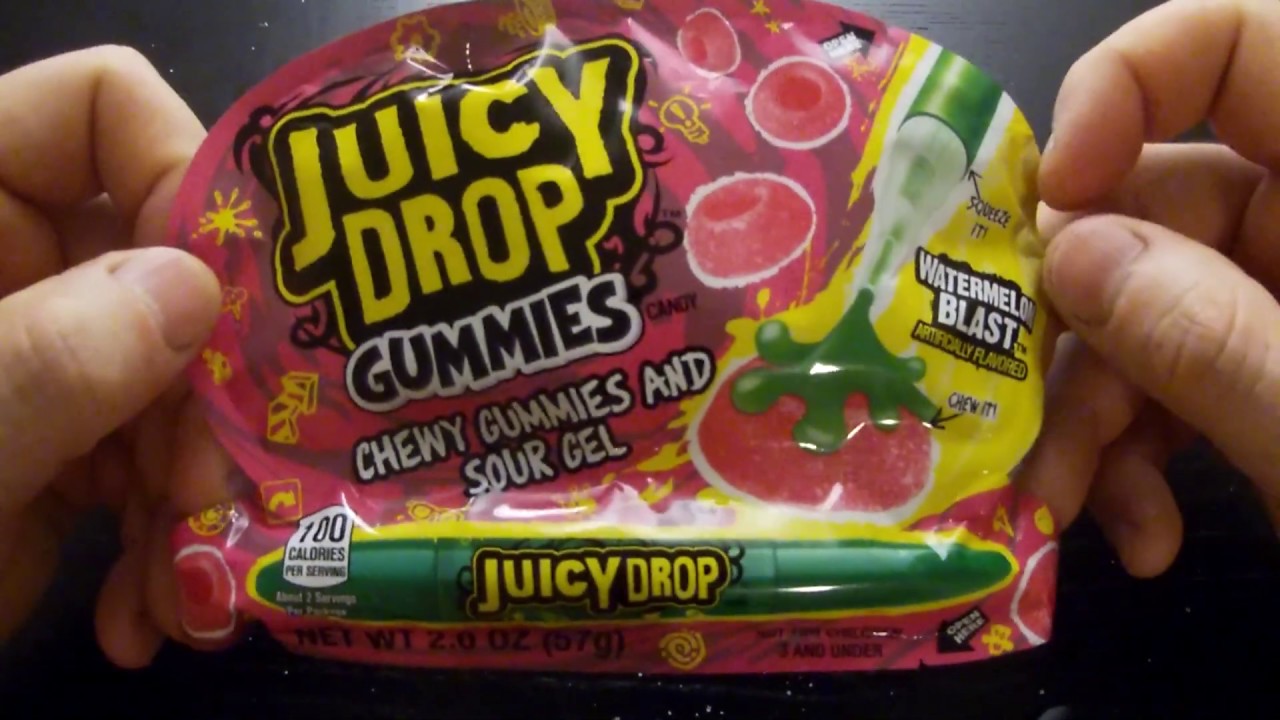 JUICY DROP GUMMIES chewy gummies and sour gel WATERMELON BLAST YouTube