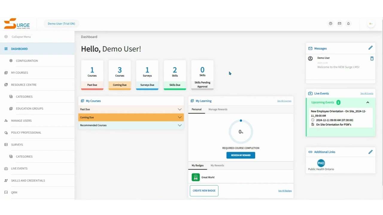 Introducing the New User Dashboard | Surge Learning