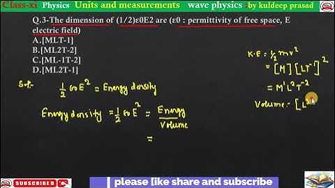 The dimension of (1/2)ε0E2_(ε0 : permittivity of free space E=electric field.