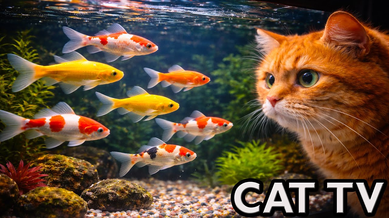 Cat TV Aquarium 🐠 Koi Carp Fish for Cats to Watch | 8 Hours 4K