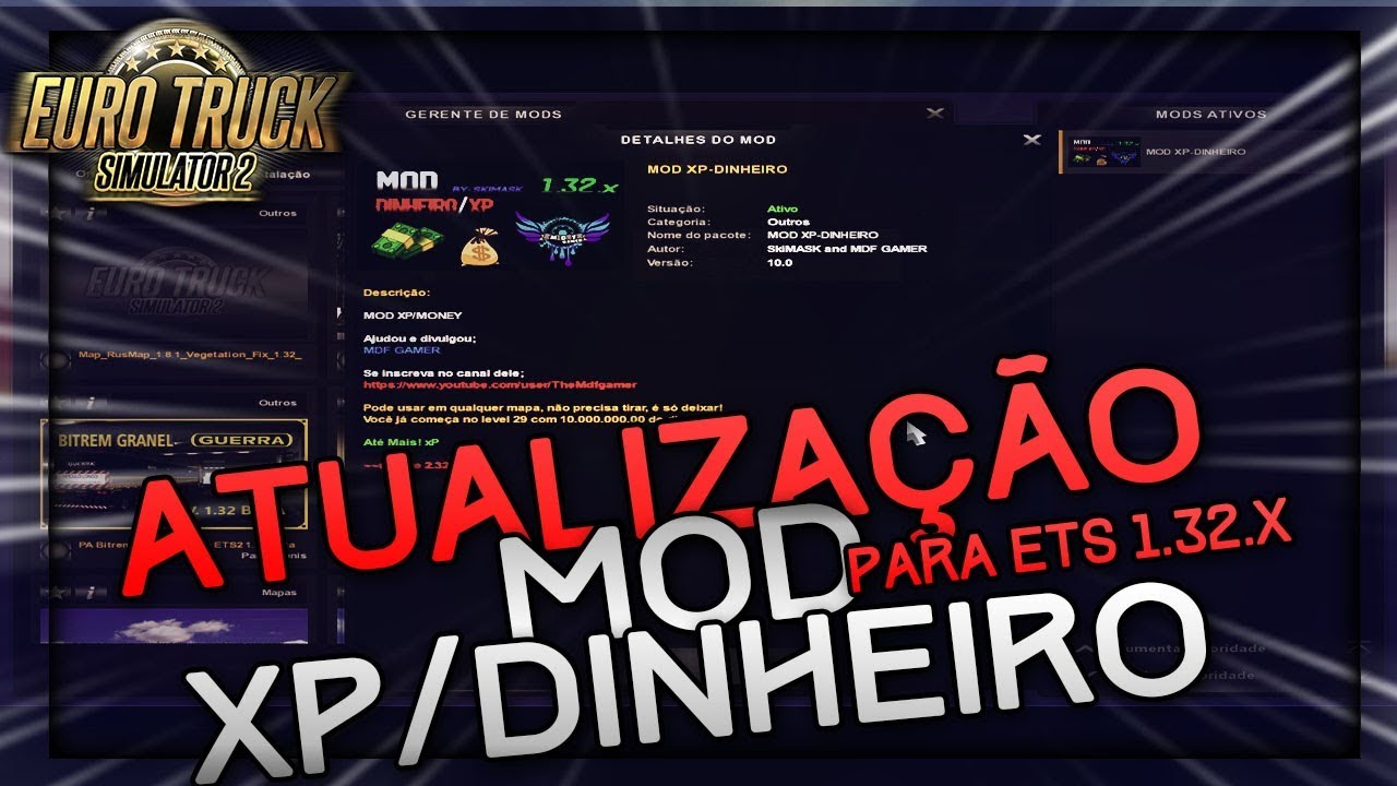 ATUALIZAÇÃO DO MOD DE XP/DINHEIRO - ETS2 1.32.x - YouTube