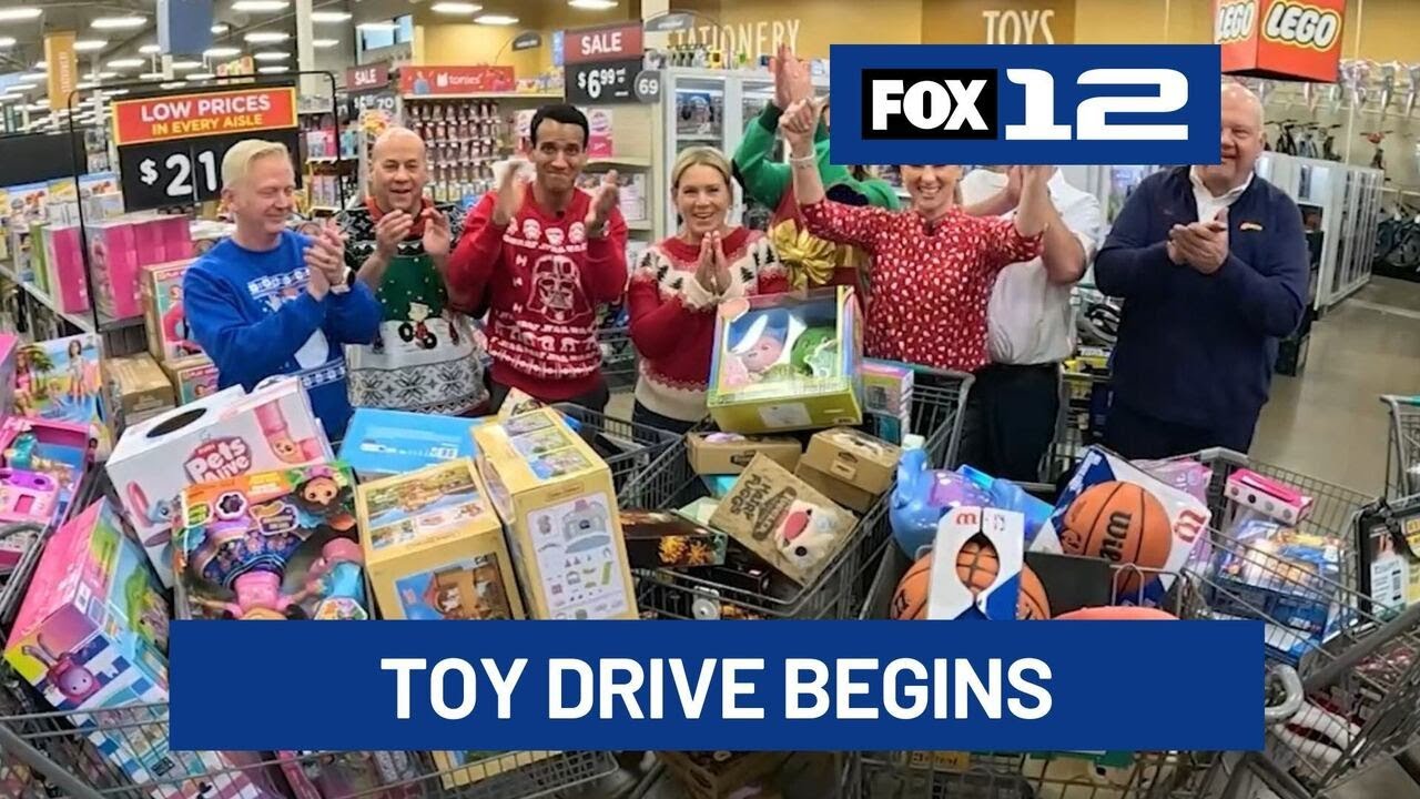 Kicking off the FOX 12 Les Schwab Tire Centers Toy Drive