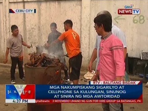 Mga nakumpiskang sigarilyo at cellphone sa kulungan, sinunog at sinira ng mga awtoridad