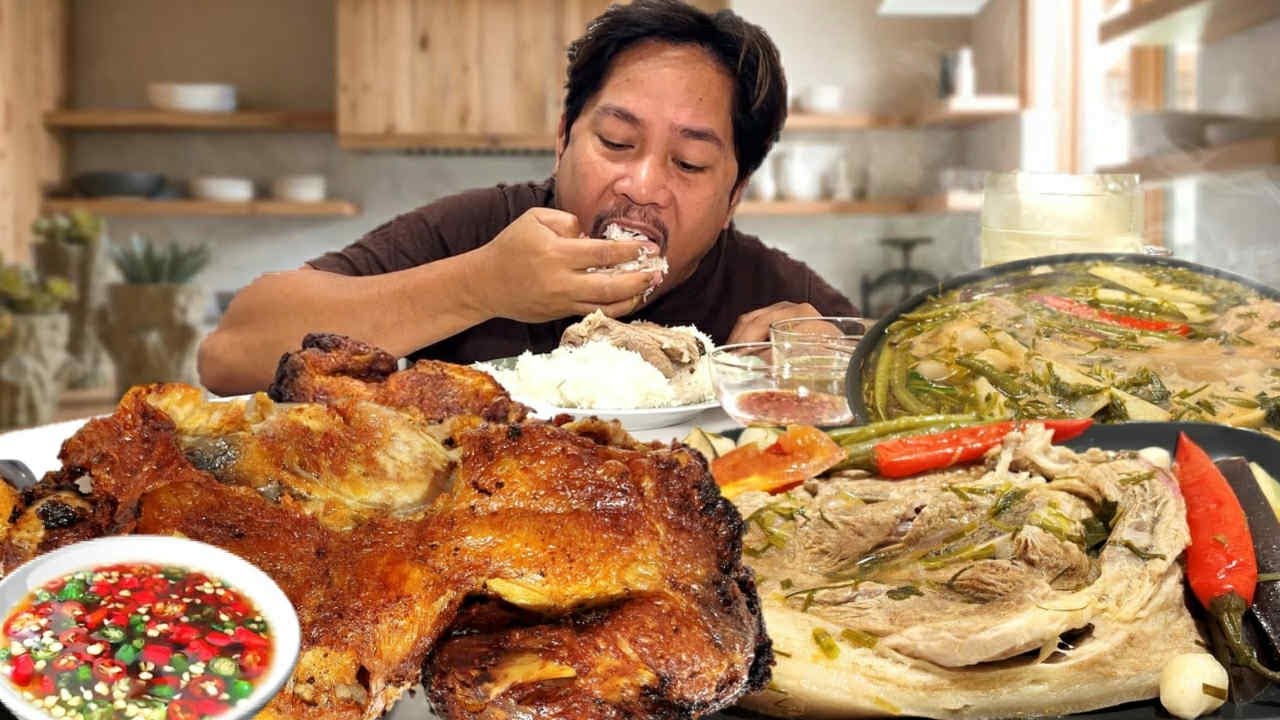 CRISPY JUMBO PRITONG MANOK! GIANT PORK CHOP SINIGANG NA NAGMAMANTIKA! Filipino Food. Mukbang.