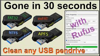 Clean any USB pendrive in 30 seconds using Rufus.