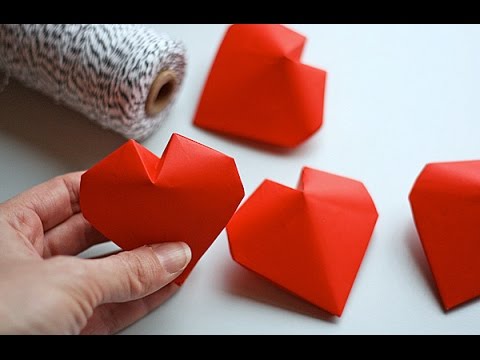 Объемное сердечко оригами.Three-dimensional origami heart