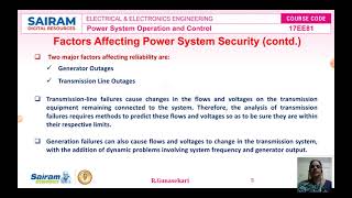 Lecture Video6_17EE81_Module-5_Factors affecting Power System Security,SecurityAnalysis_R.Gunasekari