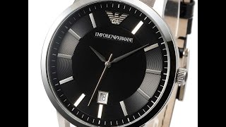 EMPORIO ARMANI AR2411 MENS WATCH CLASSIC BLACK LEATHER エンポリオアルマーニ ブラック レザー レビュー メンズ