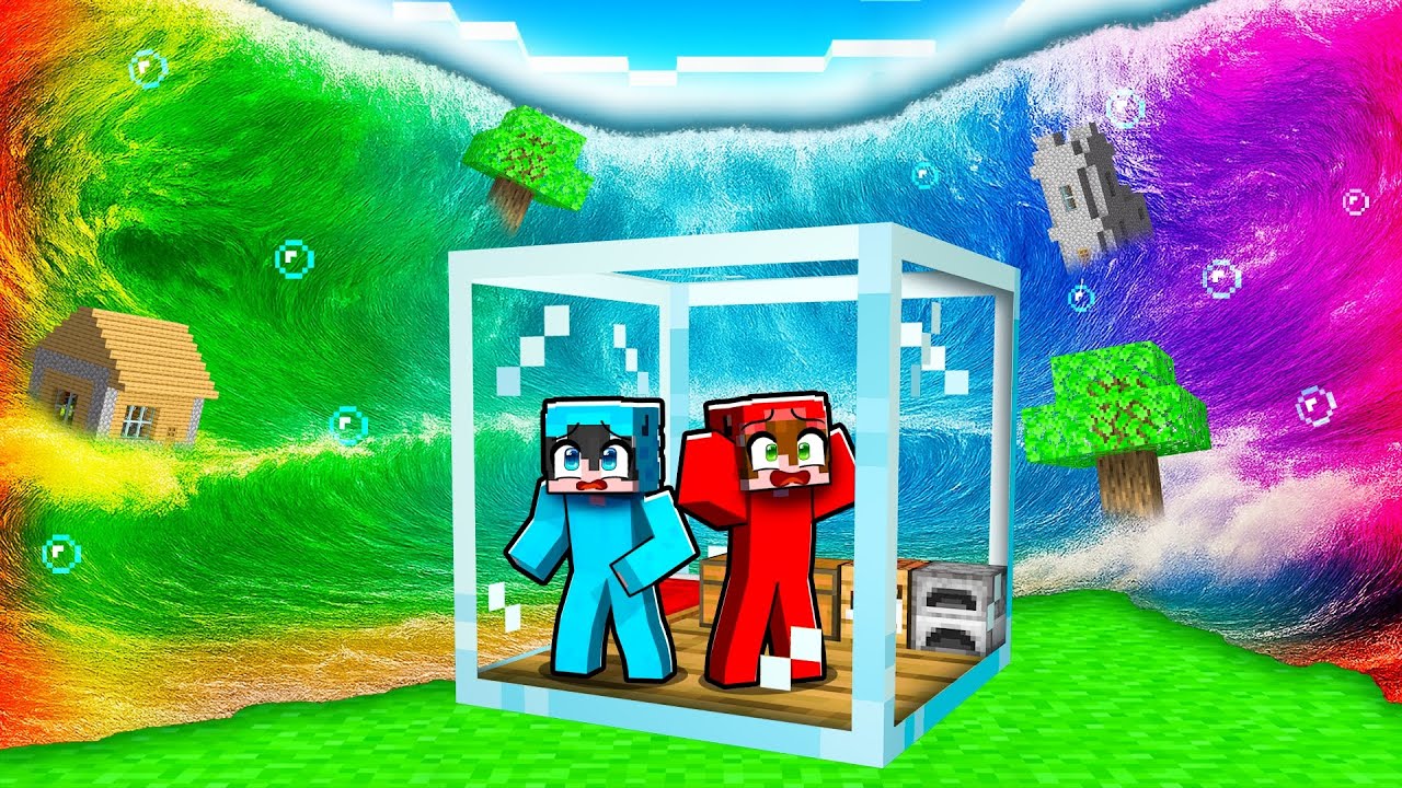 Sobrevivimos al TSUNAMI de ARCOIRIS en Minecraft