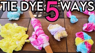 How to TieDye 5 Different Shirt Designs (Kit vs DIY Homemade Patterns) Video Tutorial