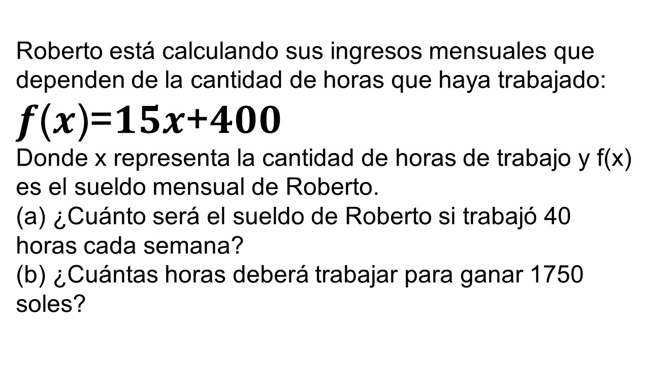ÁLGEBRA | Problema sobre función lineal y valor numérico