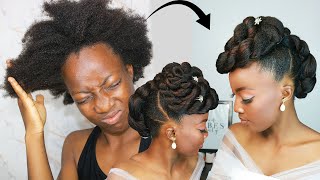 EASY ELEGANT  UPDO ON 4C NATURAL HAIR WITH BRAIDING HAIR!