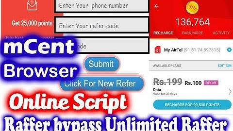 mCent Browser Rafer Online Script 25000K Point Per Rafer || TECH BROTHER