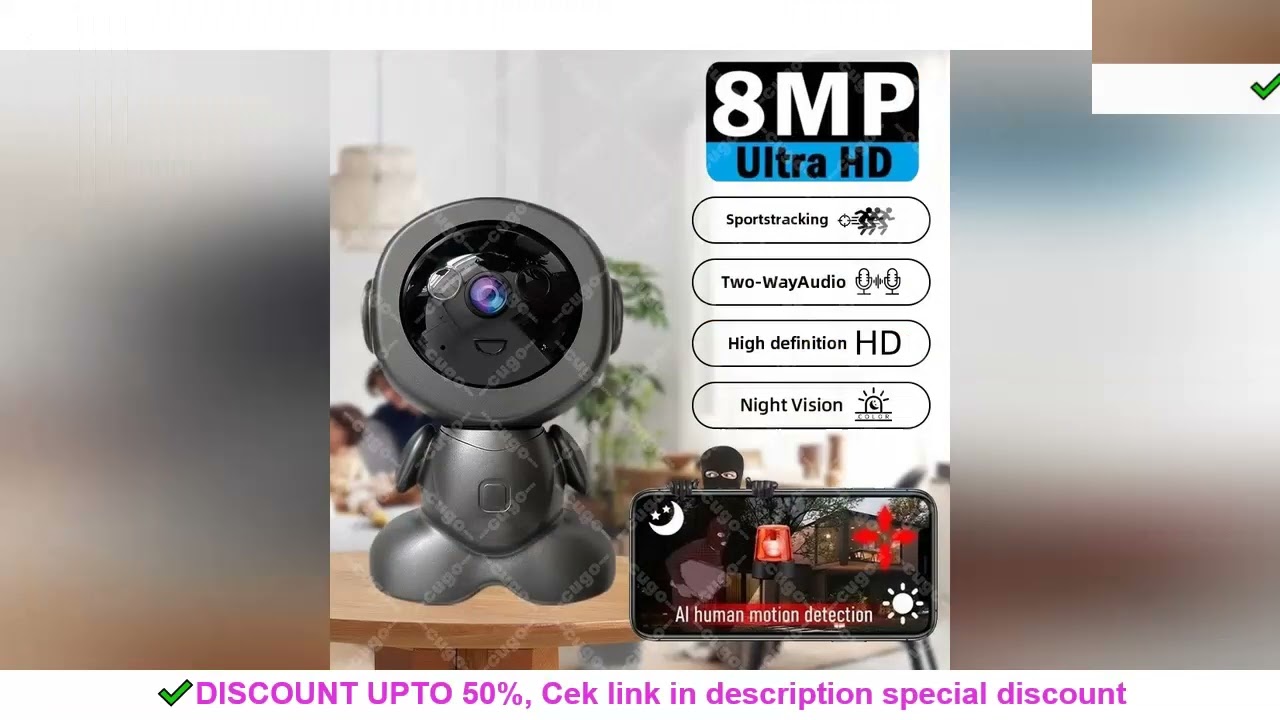 8MP Wifi Surveillance Robot Camera PTZ Security Baby Monitor Two Way Audio Wireless Camera Home IP A