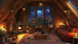 Cozy Attic Retreat  Rain Sounds and Fireplace Crackling  Your Secret Sanctuary for Relaxation