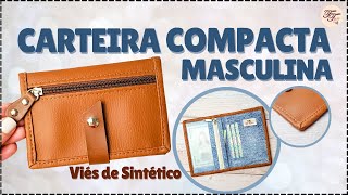 Carteira Compacta Masculina - Viés de Sintético | Tutorial de Costura passo a passo