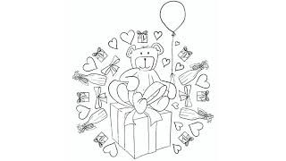 Geschenk Bär Ausmalbild