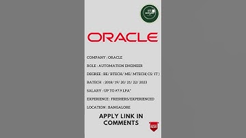 Oracle Off Campus Hiring Automation Engineer #oracle | latest job updates | daily job updates | jobs