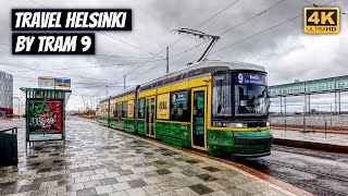 Travel Around Helsinki by Tram 9 🇫🇮 Travel Vlog Finland 4K