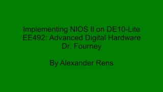 Implementing Nios II on DE10-Lite - SDSU EE492