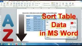 Sort table Data in MS Word | Microsoft Tutorial |