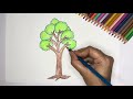 Beautiful Tree Drawing for Beginners 🌳 | Easy Nature Tree Drawing Step by Step with Color