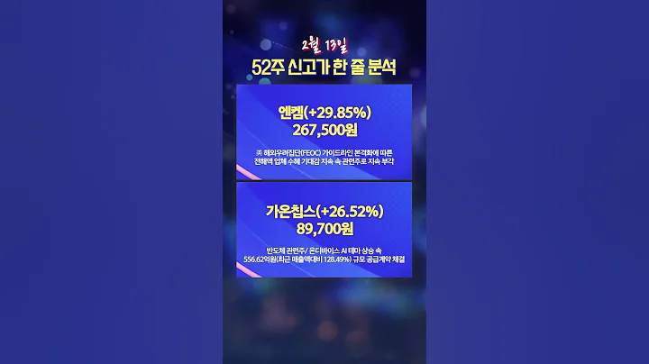 [신고가 한 줄 분석] 흥국화재, 롯데손해보험, 엔켐, 가온칩스 등