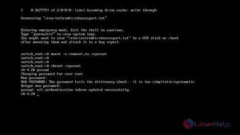 How to reset root user password from boot in CentOS 7