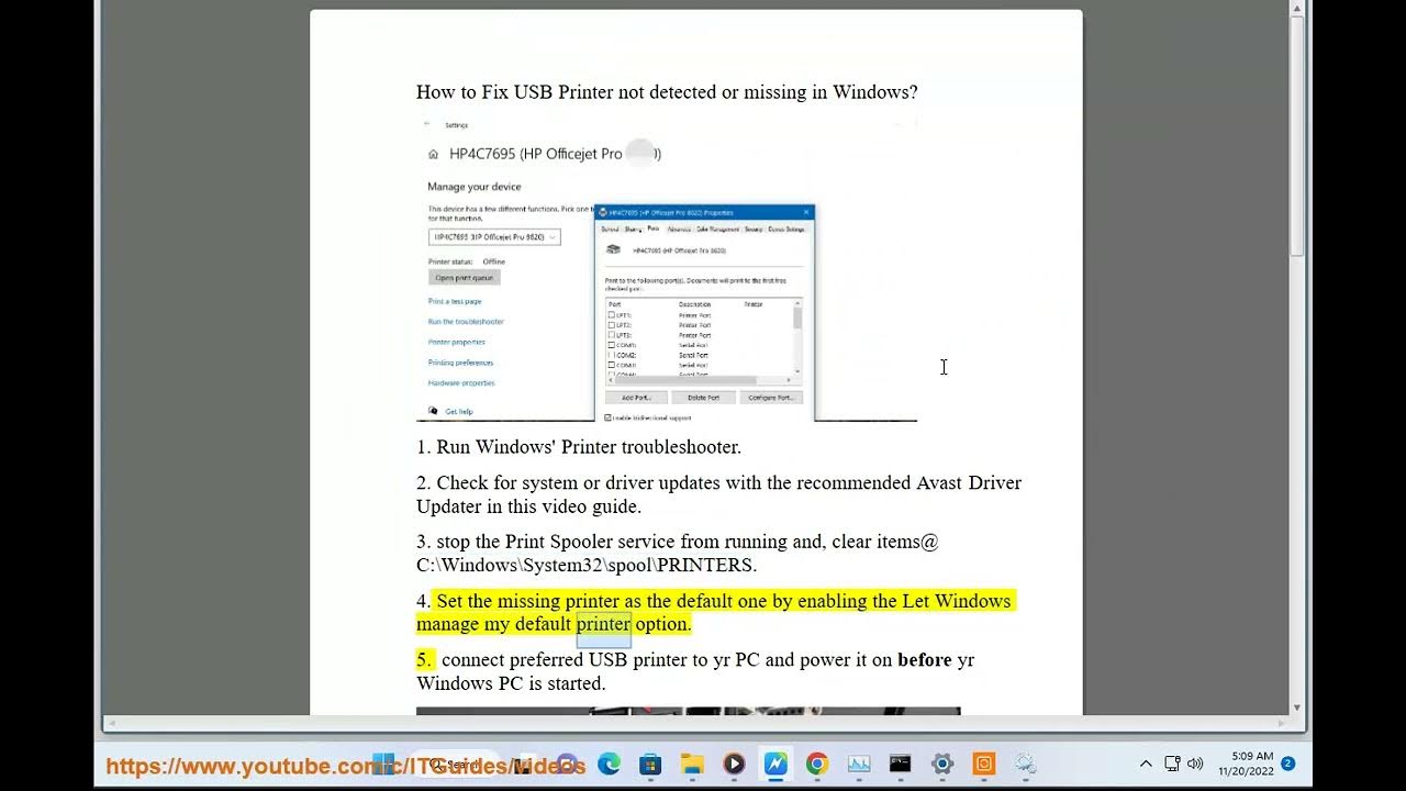 Fix USB Printer not detected/missing in Windows YouTube