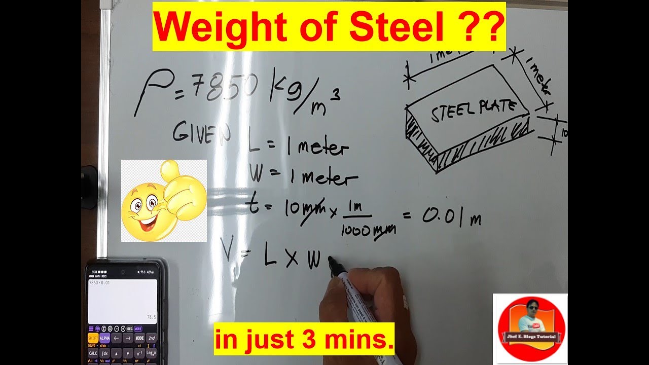 WEIGTH OF STEEL easy to get with density of 7850kg/m3 - YouTube
