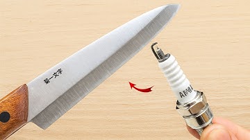 Razor sharp knife in just 2 minutes! Few people know this function of spark plugs!