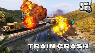 GTA 5 Train Crash (Crashes) Can the GTA 5 train be stopped? GTA 5 STOP THE TRAIN | GamePlay MONAHU screenshot 2