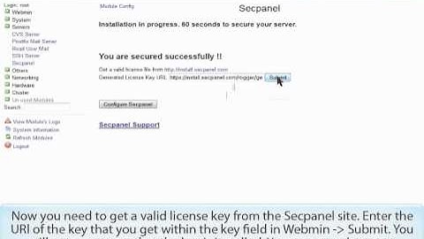 Secpanel installation via Webmin | Secpanel module for Webmin