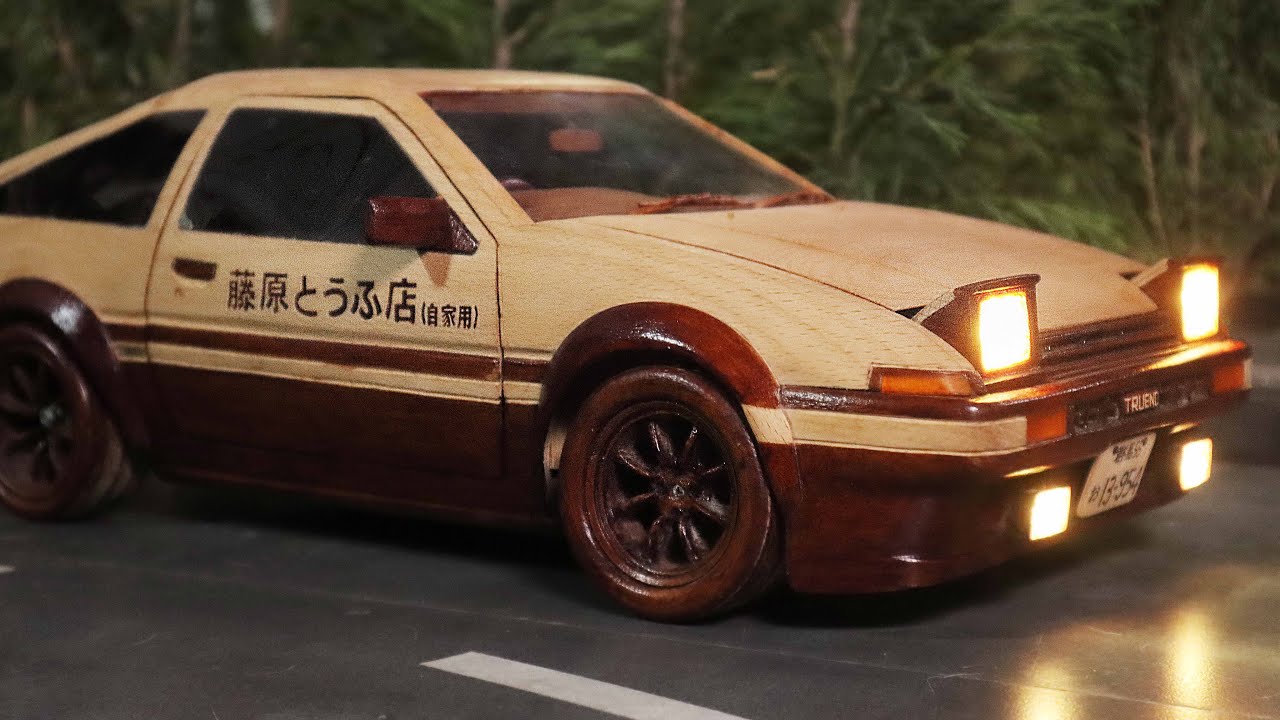 ⁣Iinitial d toyota ae86—How to make a drifting AE86 (wood carving car with remote control)