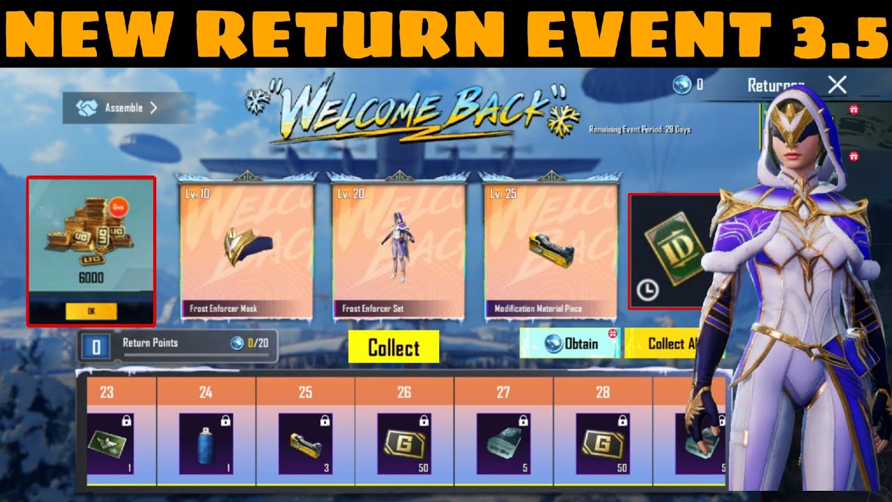 Return Event New Return & Welcome Back Event 3.5 Update | Extra Uc Event Bgmi 🤑 How ...