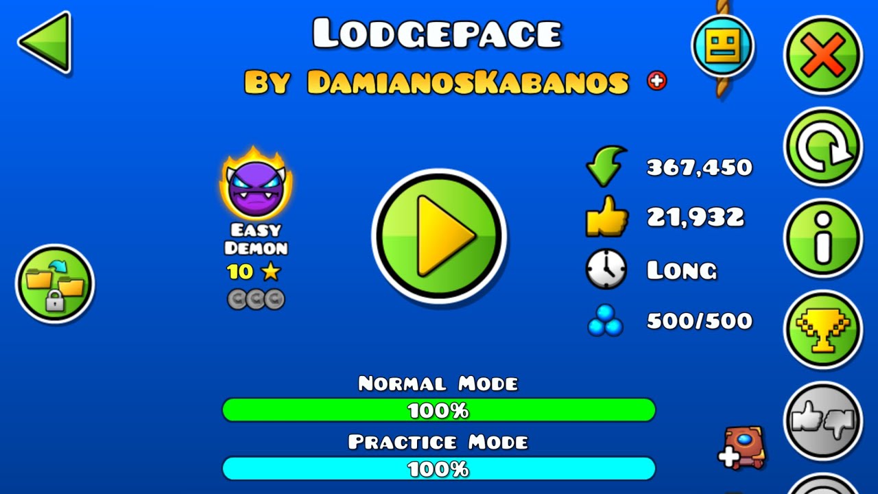 Lodgepace by DamianosKabanos 100%! :D (Easy Demon)