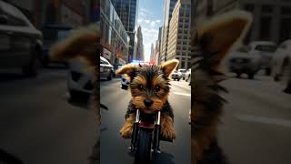 three puppies ride bike fast back police #newmusic #phonkmusic #police #puppy