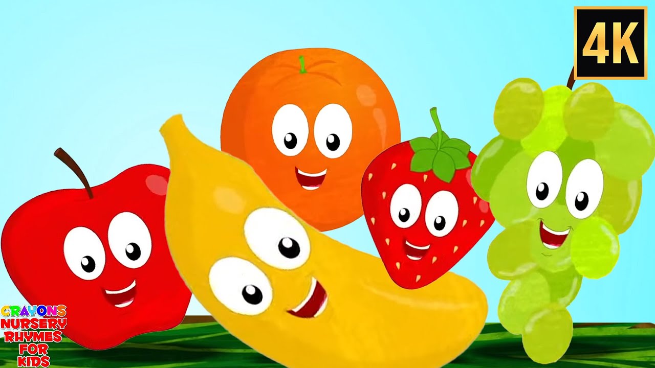 Five Little Fruits + Learn Fruits For Kids & Fruit Song Crayons Nursery ...