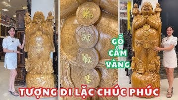 Tượng Di Lặc chúc Phúc gỗ Cẩm Vàng Biểu tượng tài lộc và phú quý cho không gian đẳng cấp