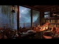 Rain in Cozy Cabin with Rain on Window and Thunder Sounds on Mountains to Relax, Study and Sleep