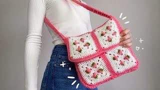 СУМКА из квадратов с клубничками крючком 🍓⭐ / crochet strawberry bag