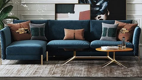 Luxury Modern Fabric Velvet 3 Seater L Shape Lounge Sectional Sofa Set Furniture Living Room Sofas