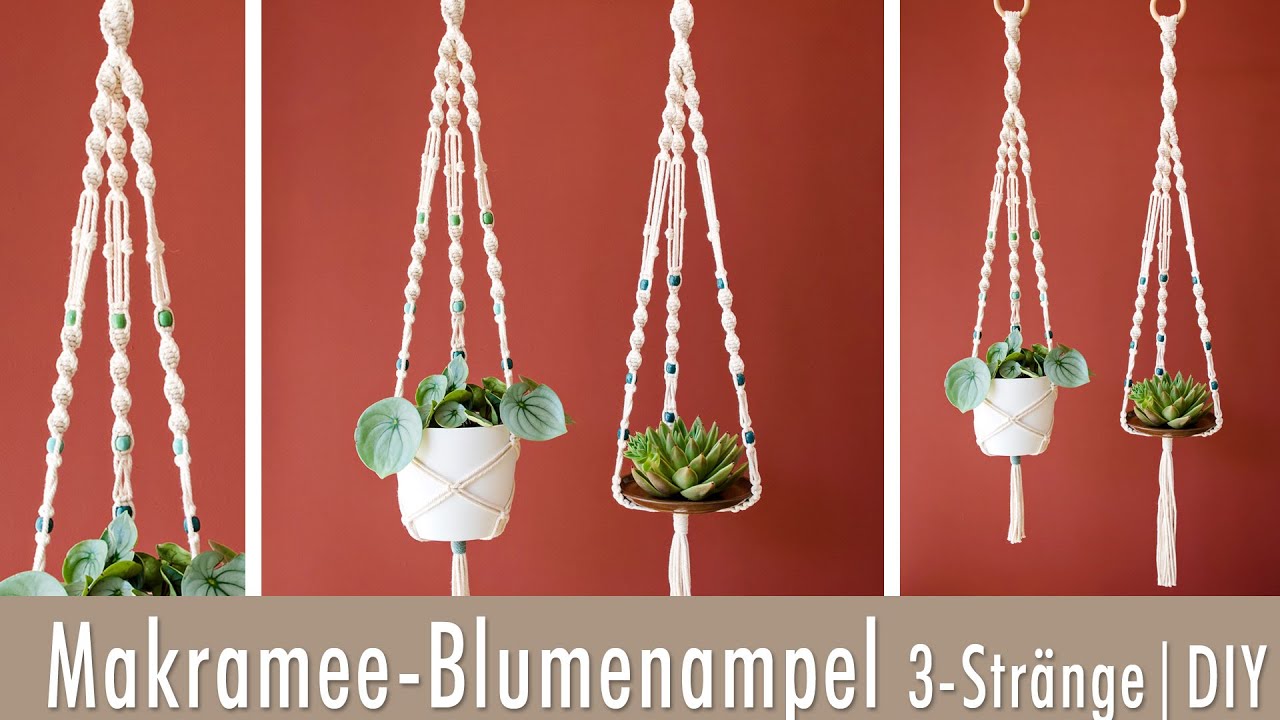 Makramee-Blumenampel mit 3 Strängen | 70cm lang | DIY Anleitung - YouTube