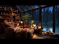 Thunderstorm, Rain & Crackling Fire in a Cozy Hut with Cats - Nature Sounds - Sleep & Relax