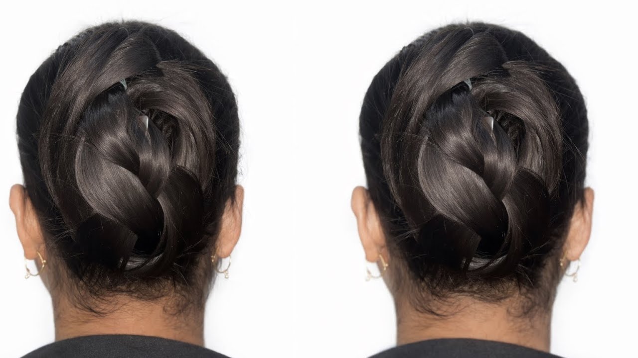 1 Minute Braided Bun Hairstyle 😍 | Easy & Elegant Hair Bun Tutorial