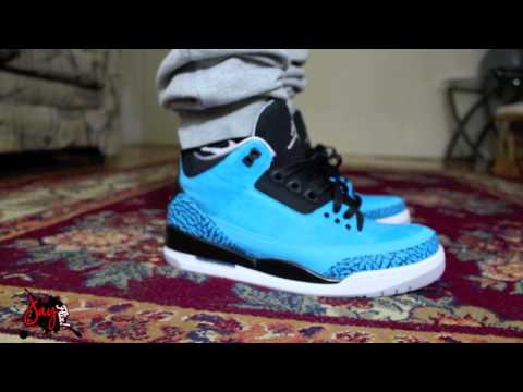 jordan 3 powder blue on feet