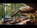 Mellow jazz music in peaceful forest cabin atmosphere  soothing piano jazz music for study sleep