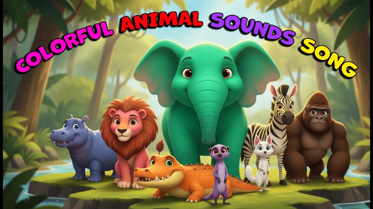 Animal Colorful Sounds Song | Colors & Sounds Song For Kids | Purple Panda Rhymes