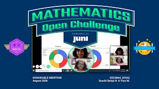Saachi B & Tiya M , Delta League, Honorable Mention, Juni Mathematics Open Challenge Aug 2020